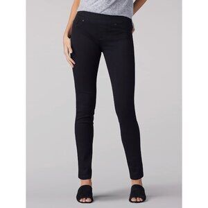 Lee Sculpting Pull-On Skinny Jeans Size 16 Long Black Mid Rise Stretch Comfort N